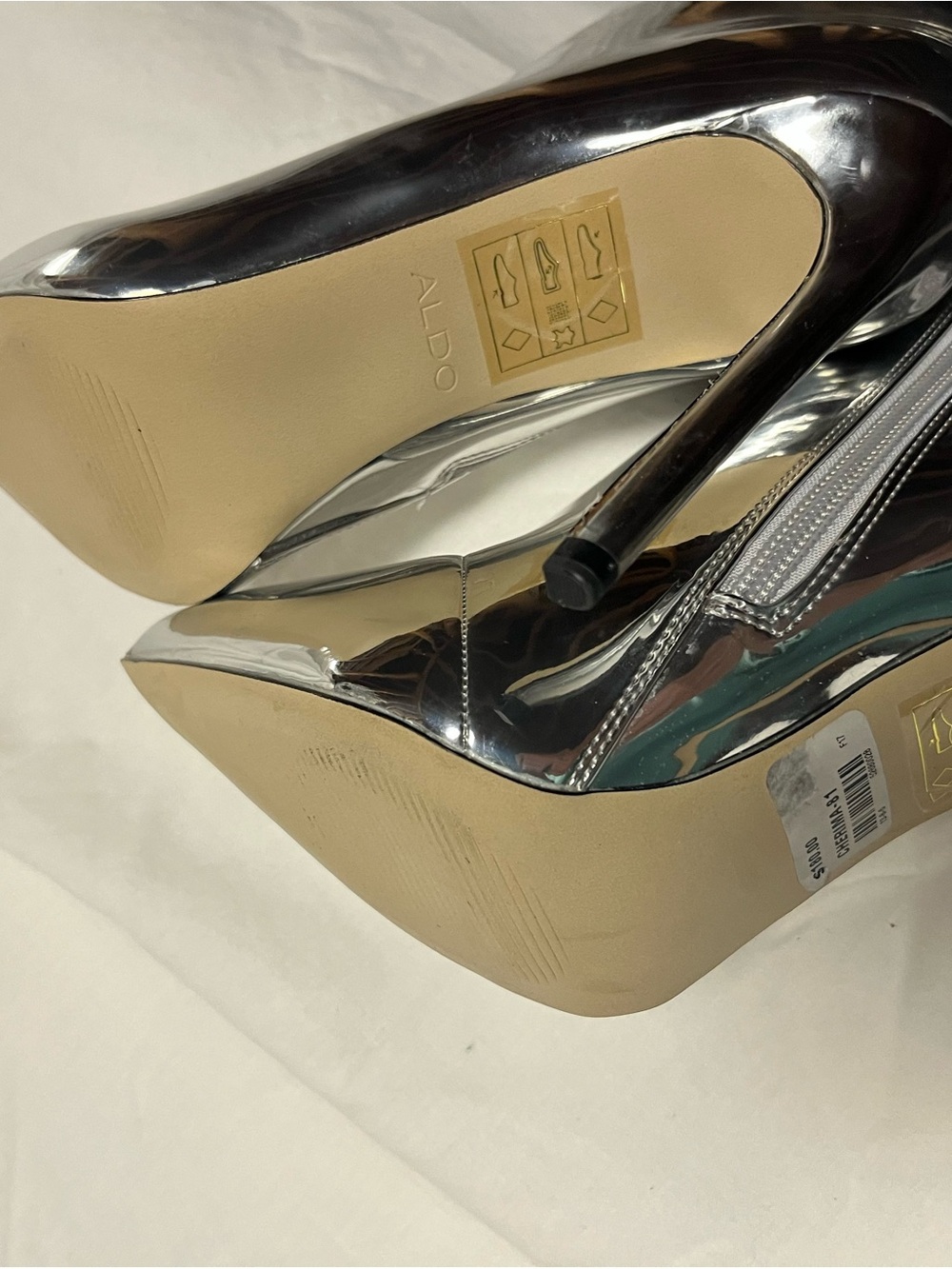 ALDO Cherima Silver metallic boots mirror over-the-knee (OTK) boots Size Women 6 - Picture 5 of 8